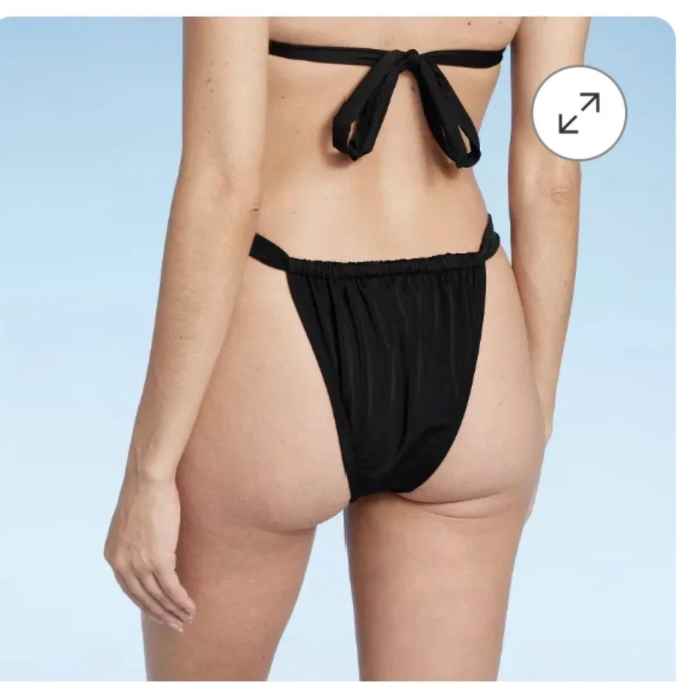 Shade & Shore Green High Leg Ruched Bikini Bottom Large Cheeky‎ Swimwear